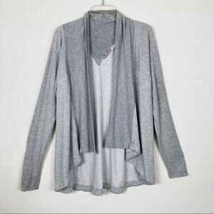 Athleta Grey Ribbed Open Face Cardigan Sweater